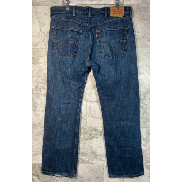 Levi's Men's 501 Jeans Original Fit Straight Button Fly Dark Wash 38x32 (37x30) - Picture 2 of 11